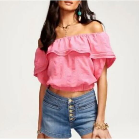 NEW Ramy Brook Rita Crop Top in Pink - Picture 1 of 8